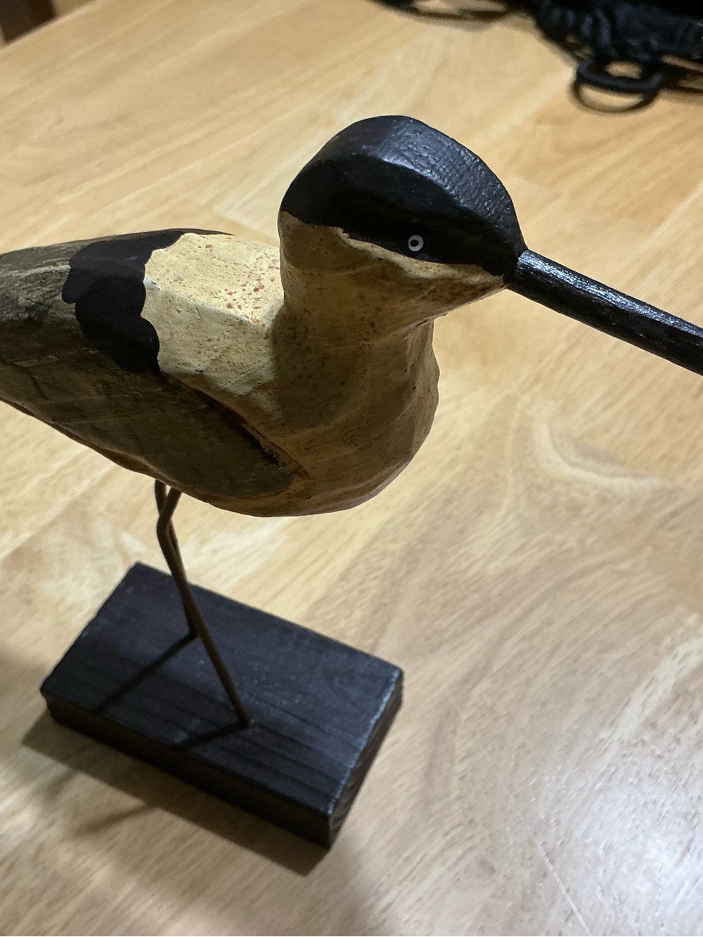 Handcrafted Bird Figurine Toy in Brown and Black